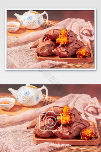 烤蜜薯烤红薯食品图片