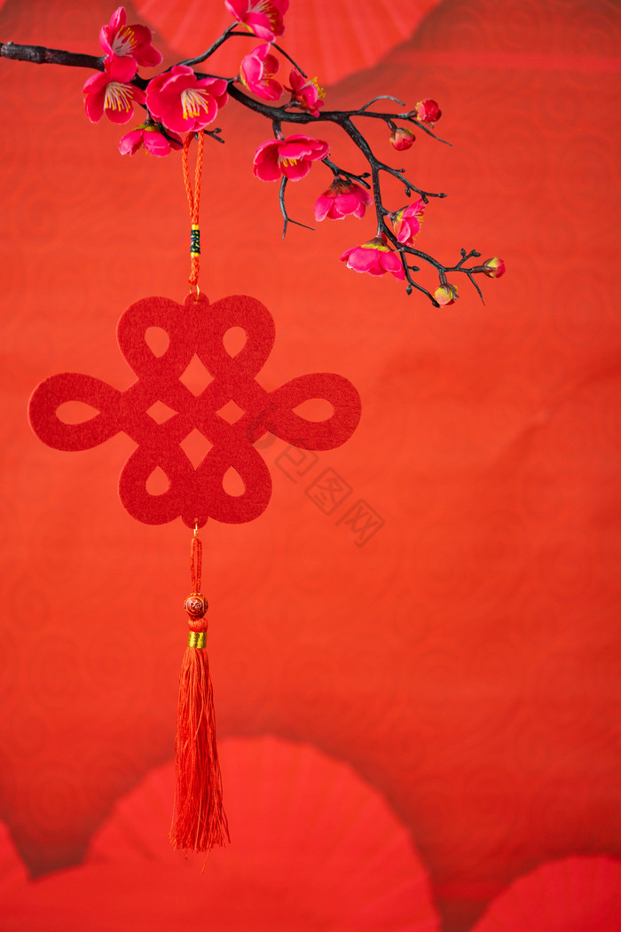 新年花枝中国结装饰品图片