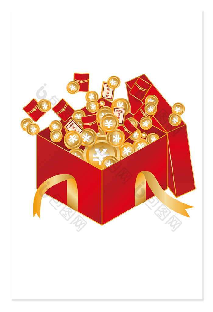 红色新年促销礼盒素材