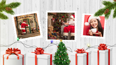 圣诞节新年彩灯照片写真家庭纪念册AE模板
