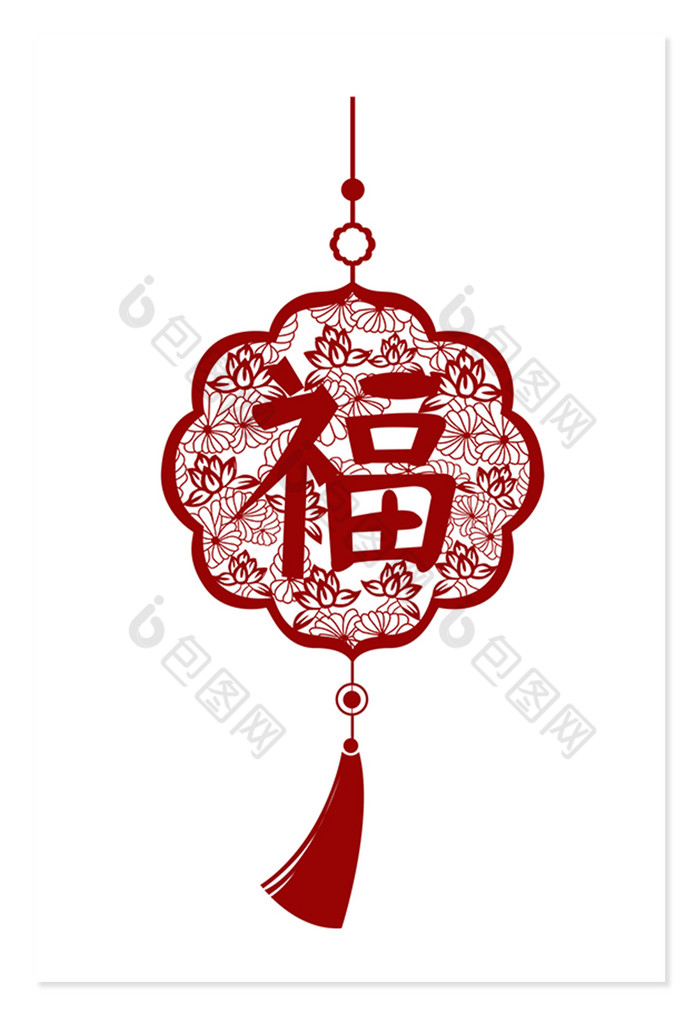 中国风剪纸窗花矢量福字元素图片