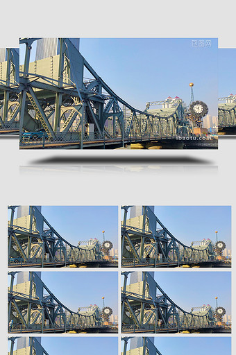 天津城市地标解放桥世纪钟延时4K图片