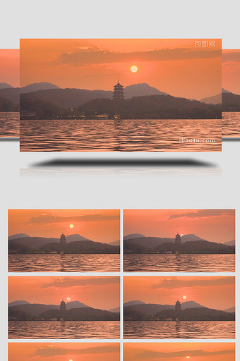 杭州西湖雷峰塔日出实拍图片