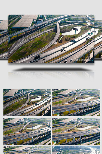 交通工具城市车流行驶中的汽车4K航拍图片