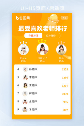 最受老师喜欢排行榜单表单H5页面启动页