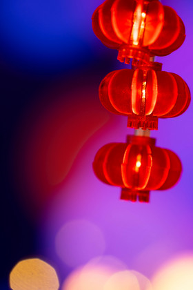 冬日晚安灯光红灯笼