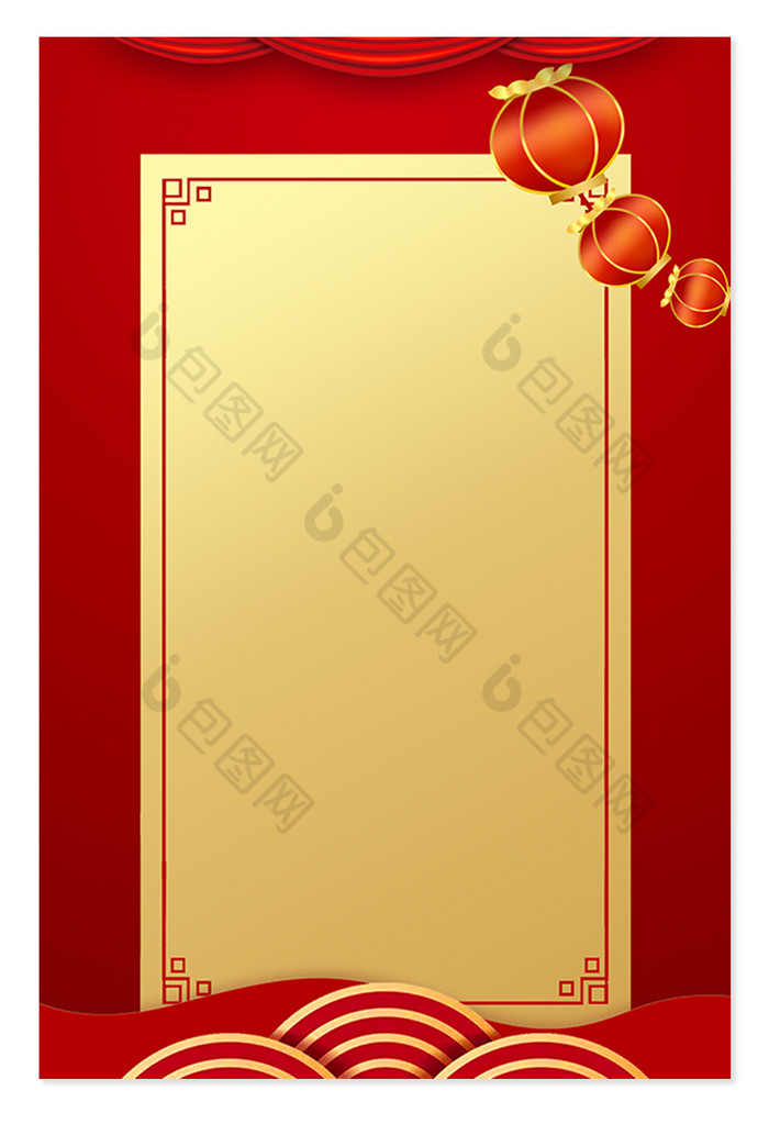 红色中国风国风边框背景图片模板-包图网