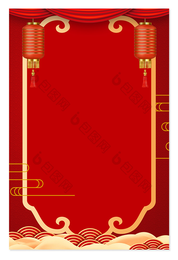 红色喜庆国风边框背景