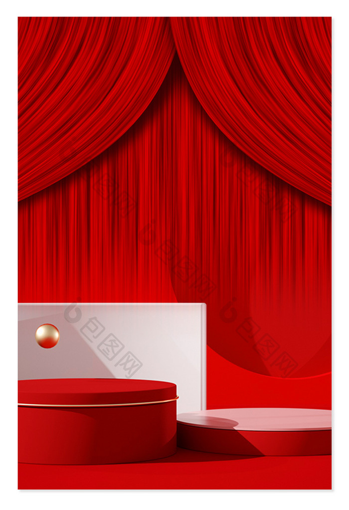 舞台背景 舞台幕布背景 红色舞台立体背景