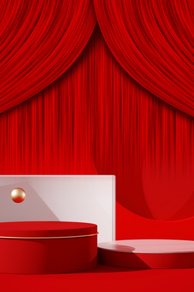 舞台背景 舞台幕布背景 红色舞台立体背景