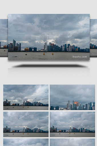 城市地标杭州台风来临前夕乌云密布8K延时图片