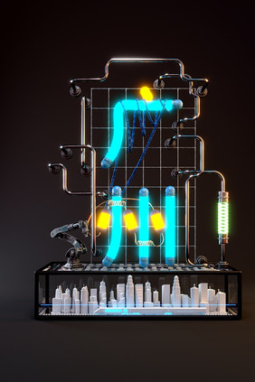 C4D创意发光广州城市艺术字模型