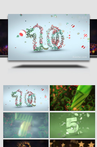 10秒数字倒计时圣诞新年片头动画AE模板图片