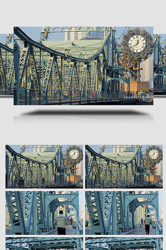 天津城市地标解放桥世纪钟实拍4K图片