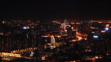 天津城市地标车流交通夜景延时摄影4K