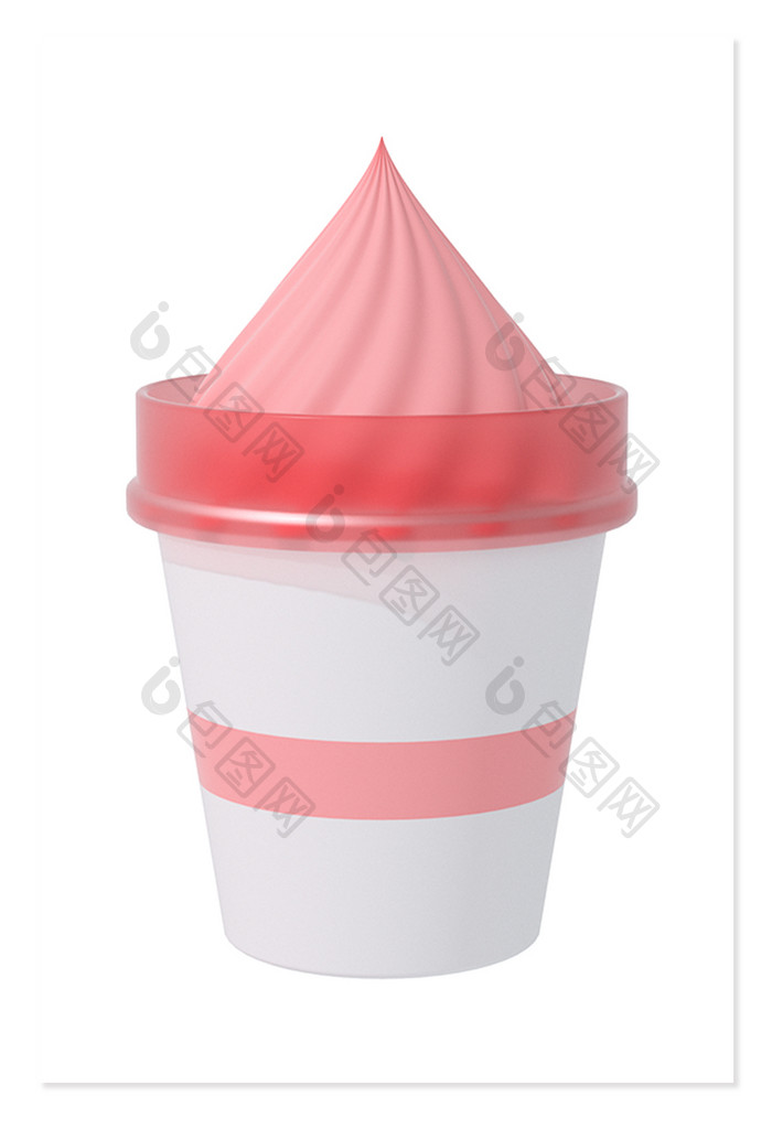 3D元素雪糕可爱粉色冰淇淋快餐C4D模型