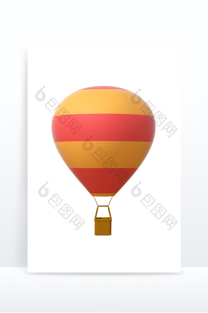 3D卡通图标C4D模型热气球飞翔天空