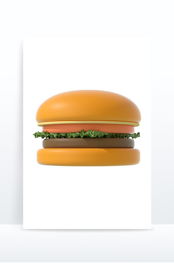 3D元素emo可爱小汉堡快餐C4D模型图片