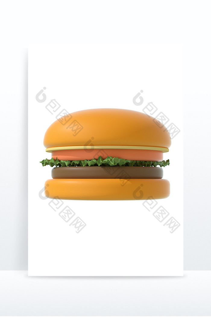 3D元素emo可爱小汉堡快餐C4D模型