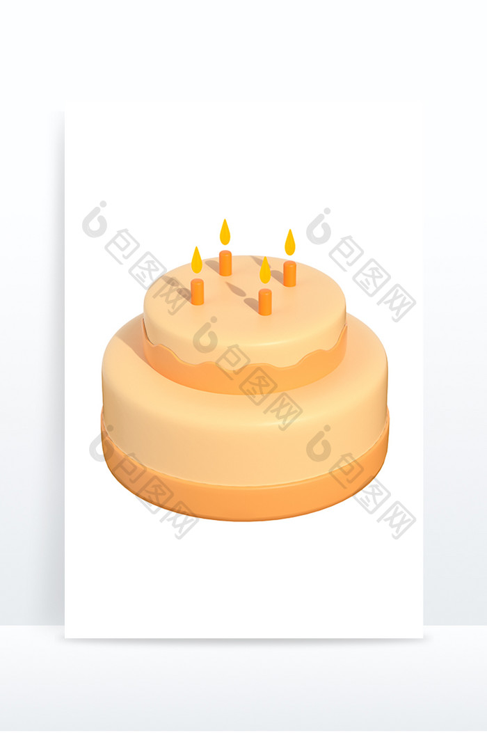 3D卡通emoji表情黄色图标生日蛋糕