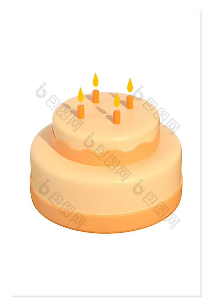 3D卡通emoji表情黄色图标生日蛋糕