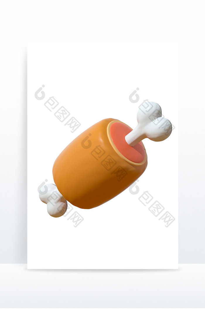 3D卡通emoji表情黄色图标香鸡腿骨头