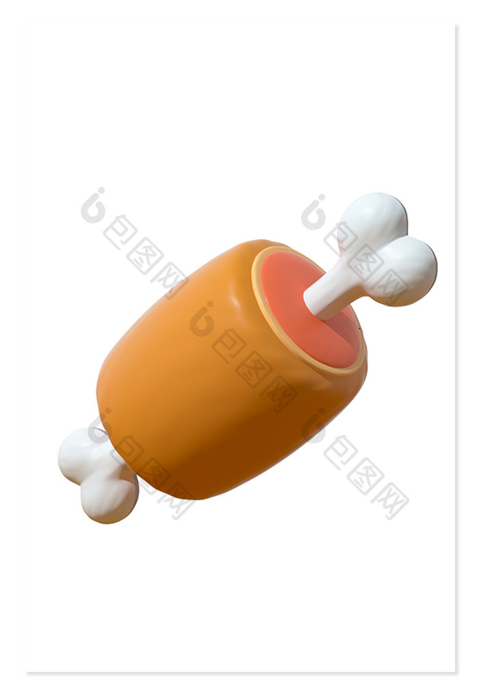 3D卡通emoji表情黄色图标香鸡腿骨头