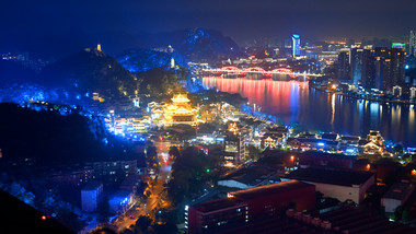 4k广西柳州城市夜景延时