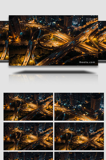 城市夜景震撼杭州繁华城市交通4K航拍延时图片