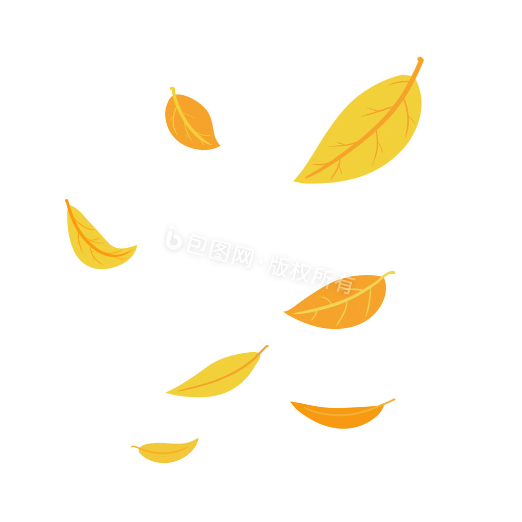 秋天被风飘落的黄色树叶动图GIF图片
