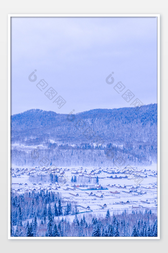 冬季新疆喀纳斯禾木古村落雪景雪乡