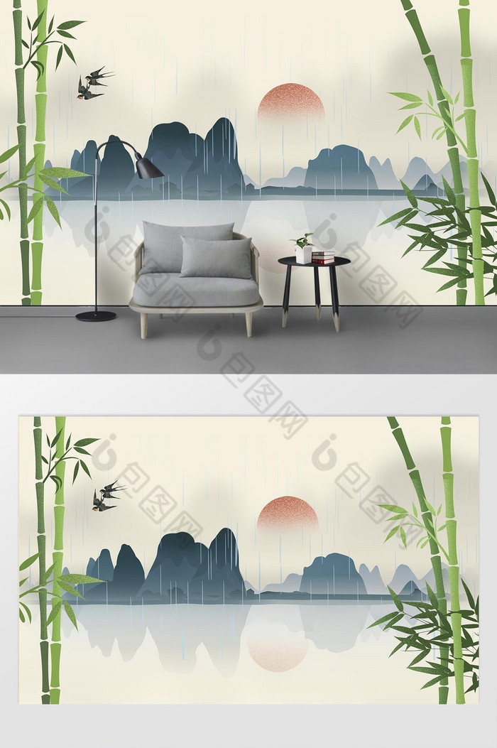 手绘植物工笔植物背景墙图片