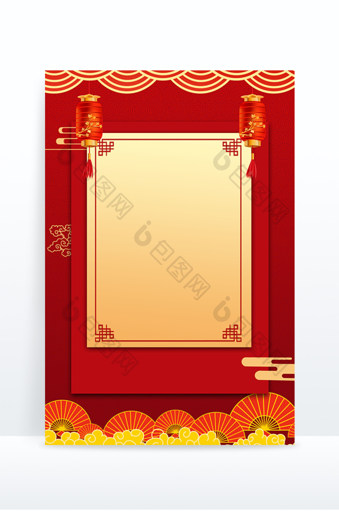 红色中国风复古边框背景图片