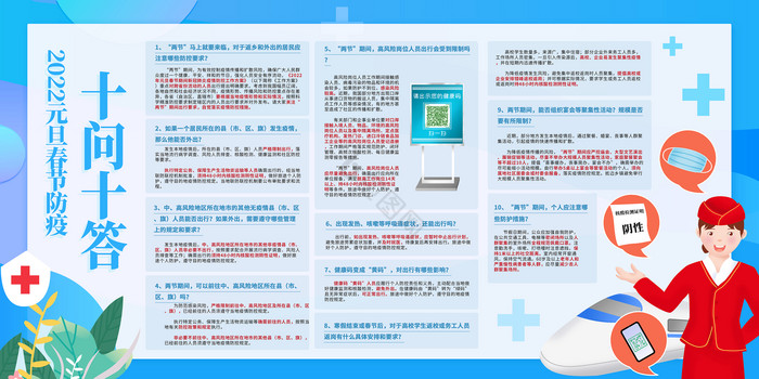 元旦春节防疫10问10答栏展板图片