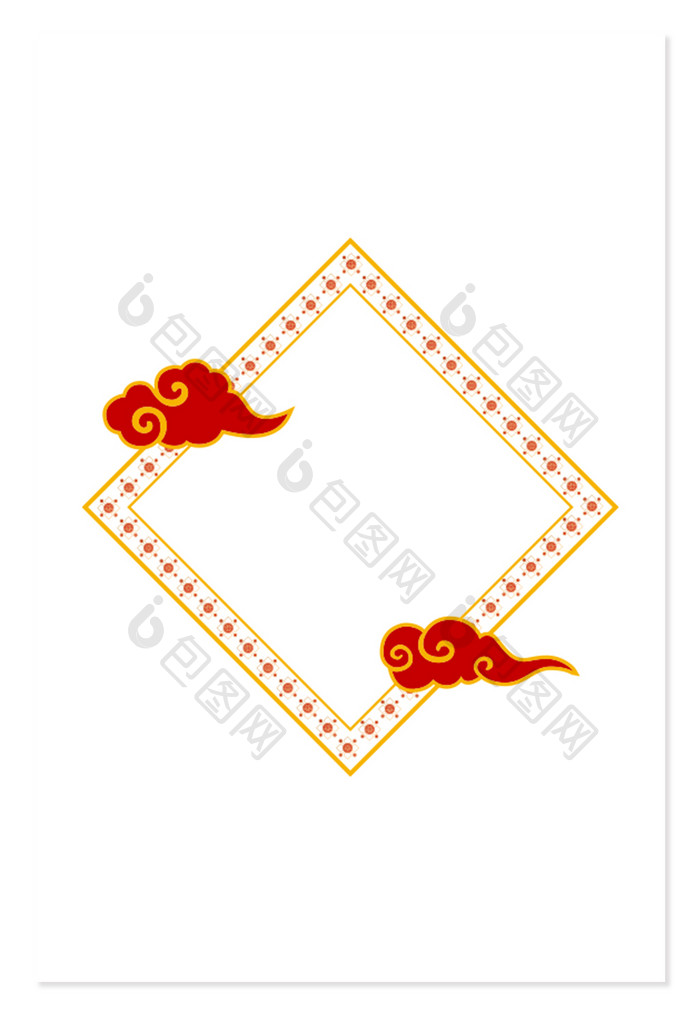 红色鎏金国潮古风祥云边框元素