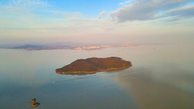 安徽巢湖姥山岛千年古刹风景区4K航拍