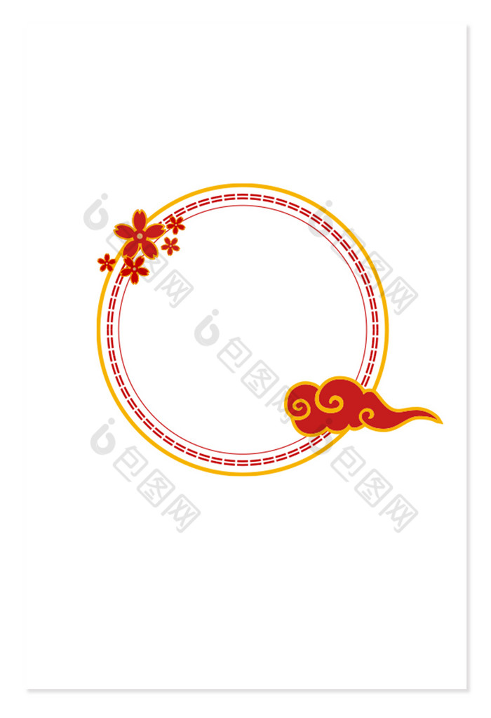 古风精致圆形边框图片png下载-包图网