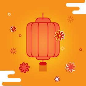 新年灯笼红色小花中国风动图GIF