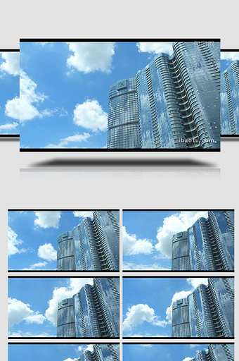城市大厦建筑CBD蓝天白云延时摄影4K图片