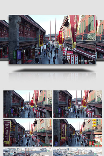 天津古文化街旅游景区航拍4K图片