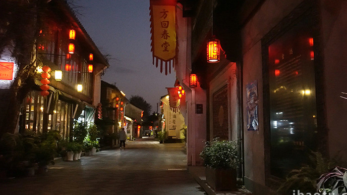 杭州拱宸桥景区古镇夜景实拍视频