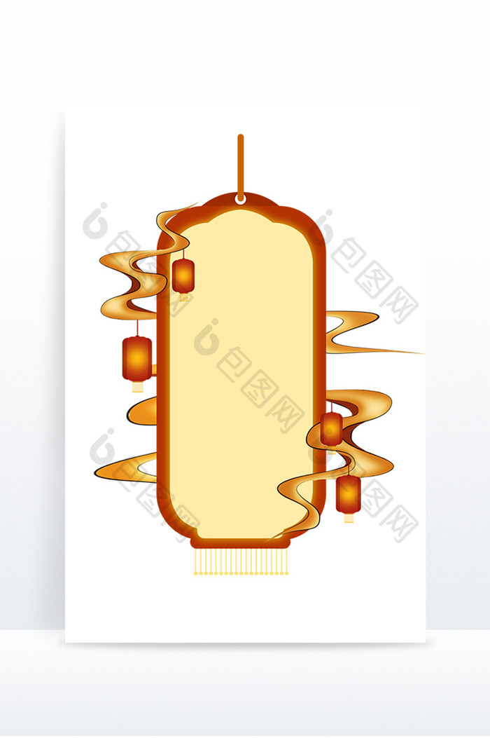 简约时尚祥云灯笼民族风边框元素
