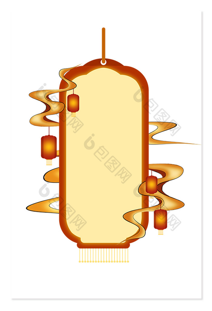 简约时尚祥云灯笼民族风边框元素