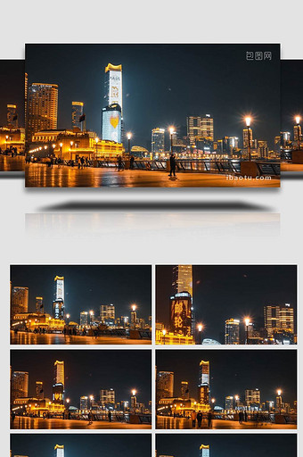 震撼上海白玉兰大厦城市夜景人流8K延时图片
