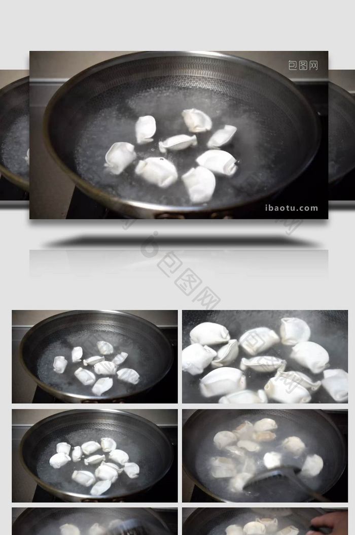 春节节日煮水饺4k实拍