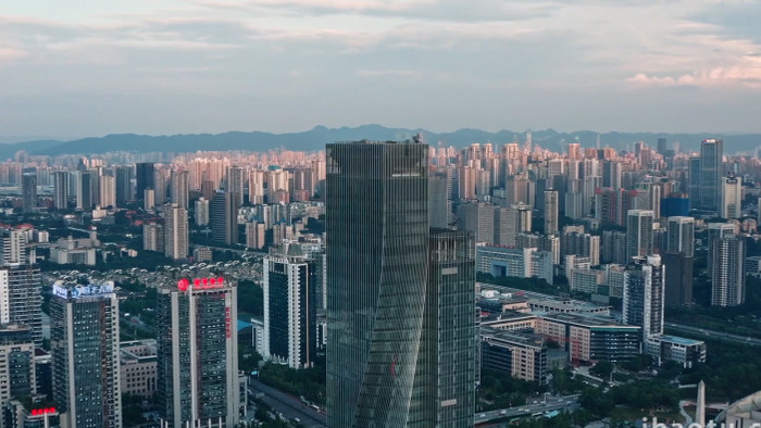 城市震撼重庆光电园扭曲大楼异形建筑航拍
