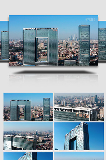 城市地标震撼广州之窗办公大楼航拍图片