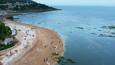 自然海洋大气大海沙滩海浪汹涌航拍