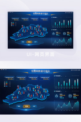 PC端网页数据可视化展示科技风大屏