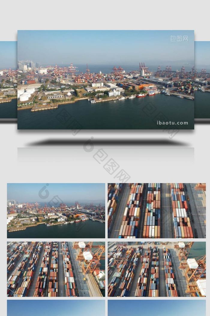 集装箱码头海上货运港湾航拍视频